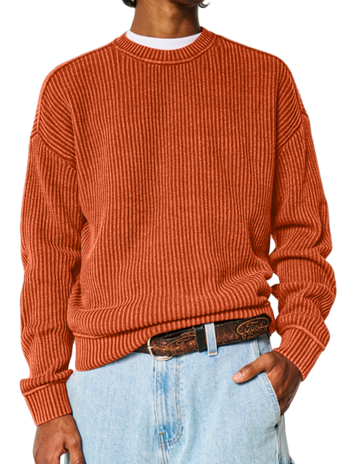 Men's Solid Color Crew Neck Sweater-Comfort & Reliable