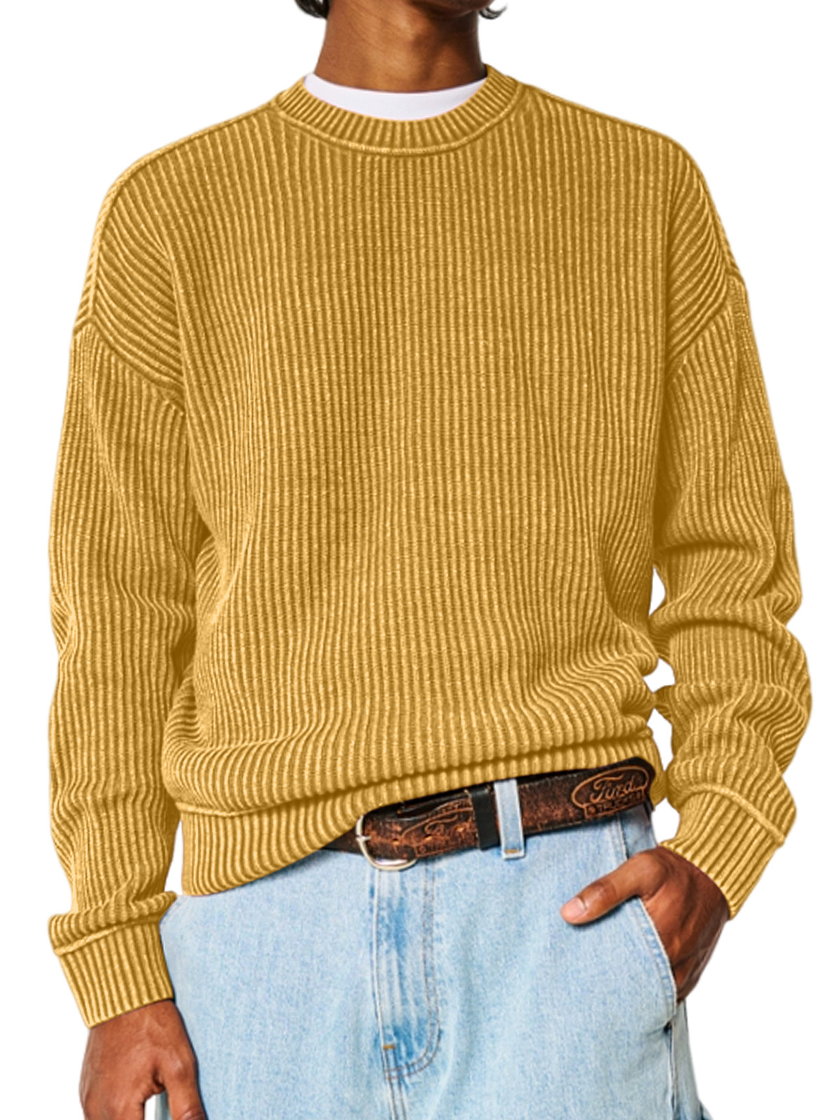 Men's Solid Color Crew Neck Sweater-Comfort & Reliable