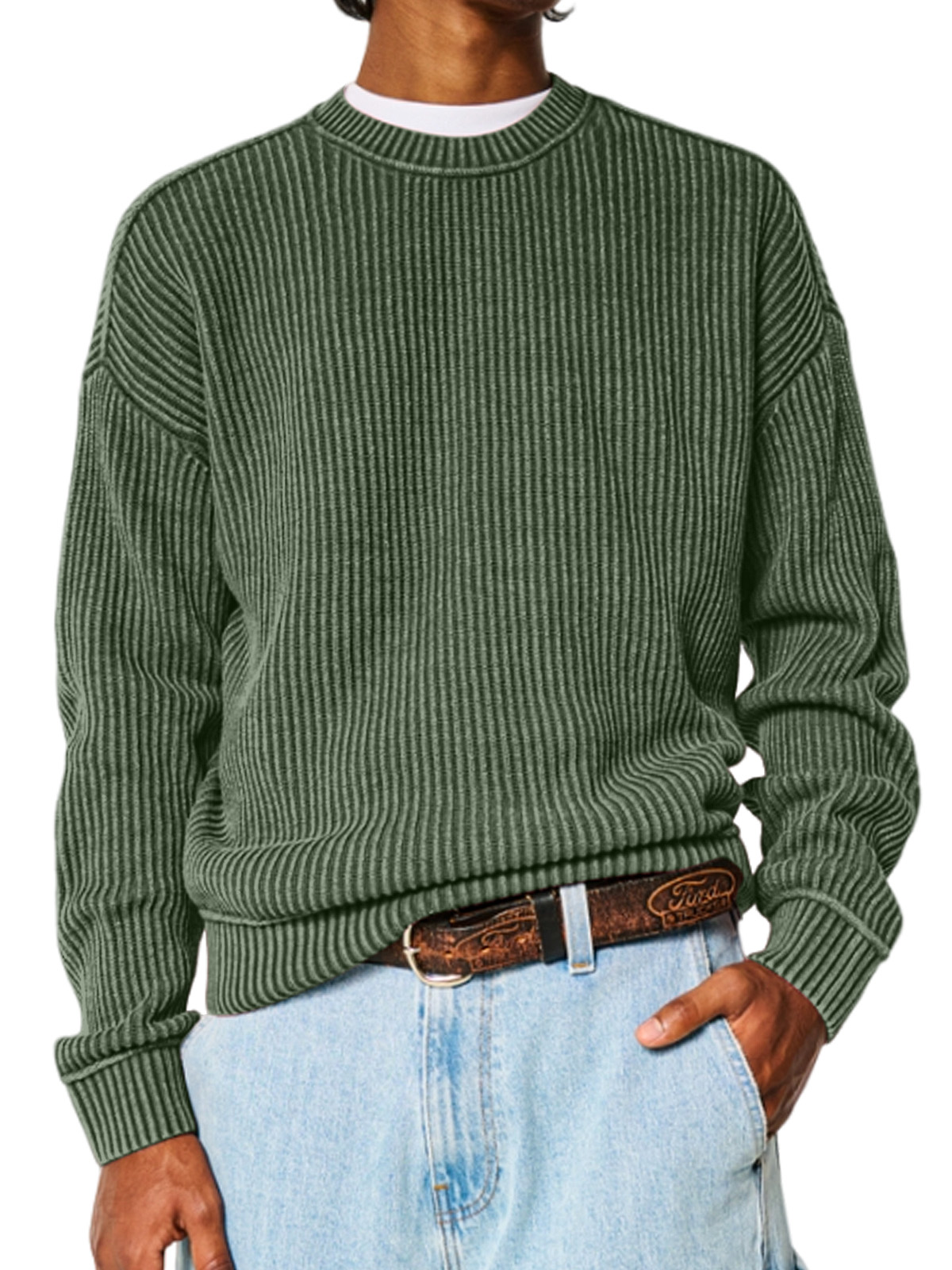 Men's Solid Color Crew Neck Sweater-Comfort & Reliable