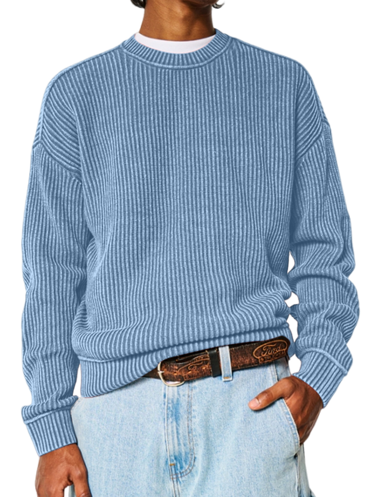 Men's Solid Color Crew Neck Sweater-Comfort & Reliable