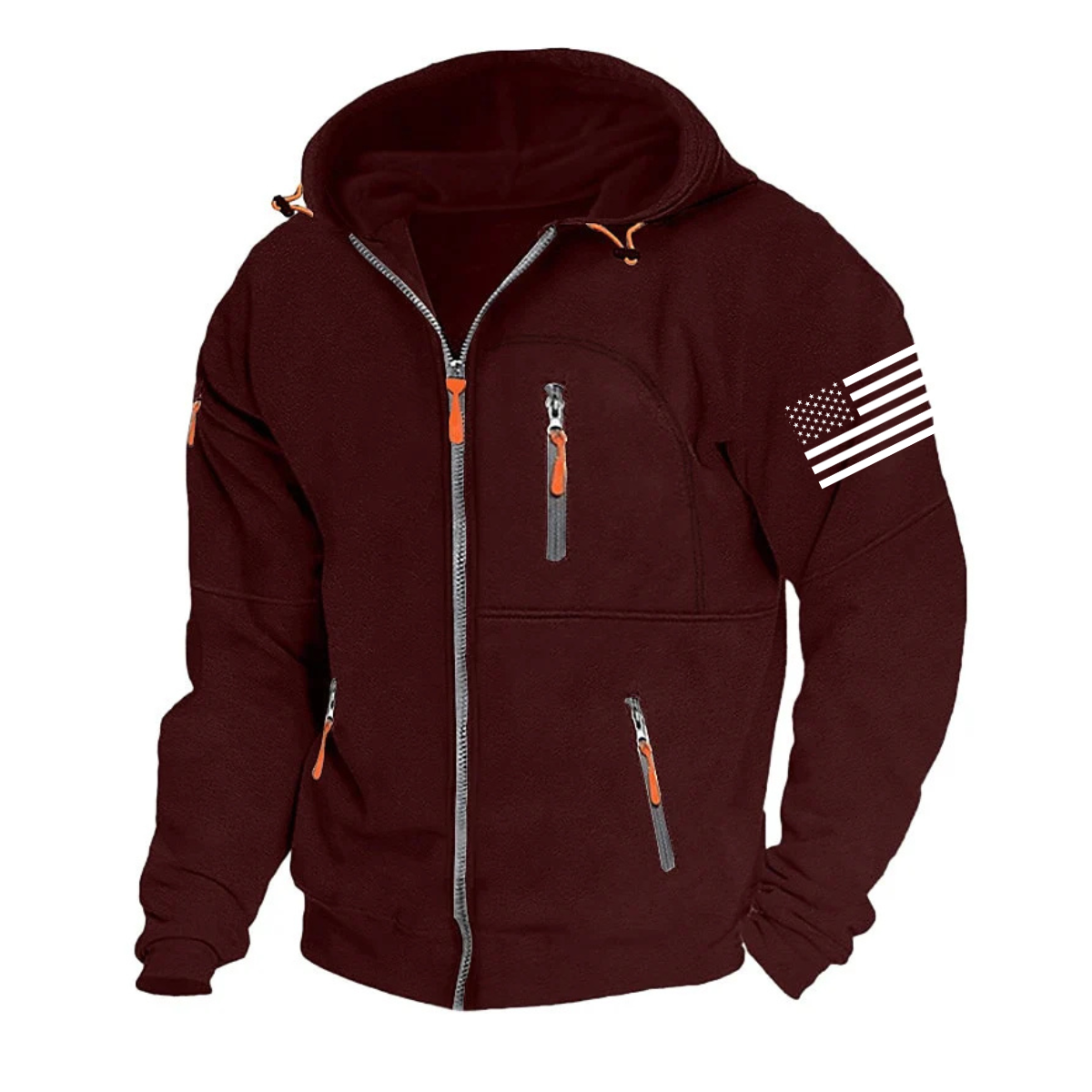 Men's American Flag Hoodie Jacket Zip Up Vacation Streetwear Fleece Hoodie-Comfort & Reliable