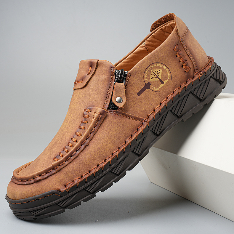🔥LAST DAY 70% OFF🔥Premium Leather Loafers - Arch Support, Shock Absorption, Easy Side Zip-Comfort & Reliable