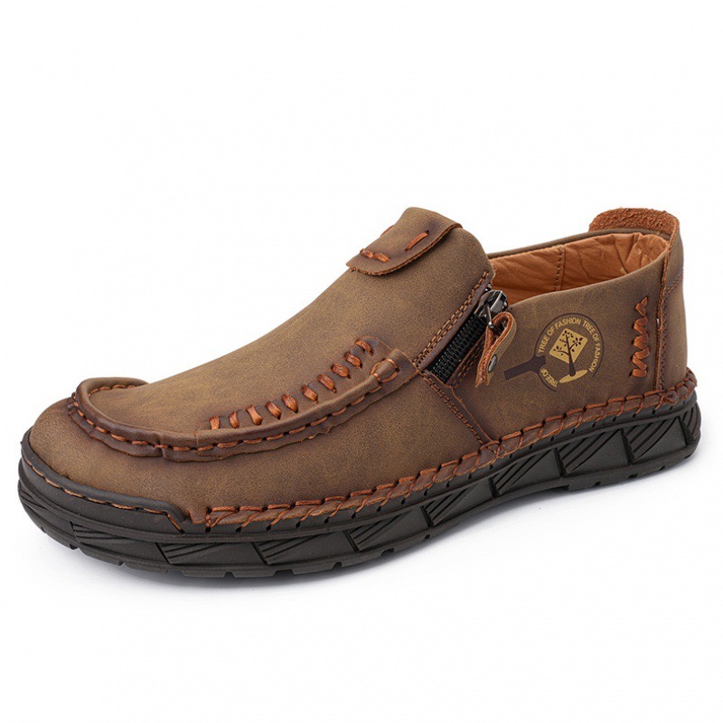 🔥LAST DAY 70% OFF🔥Premium Leather Loafers - Arch Support, Shock Absorption, Easy Side Zip-Comfort & Reliable