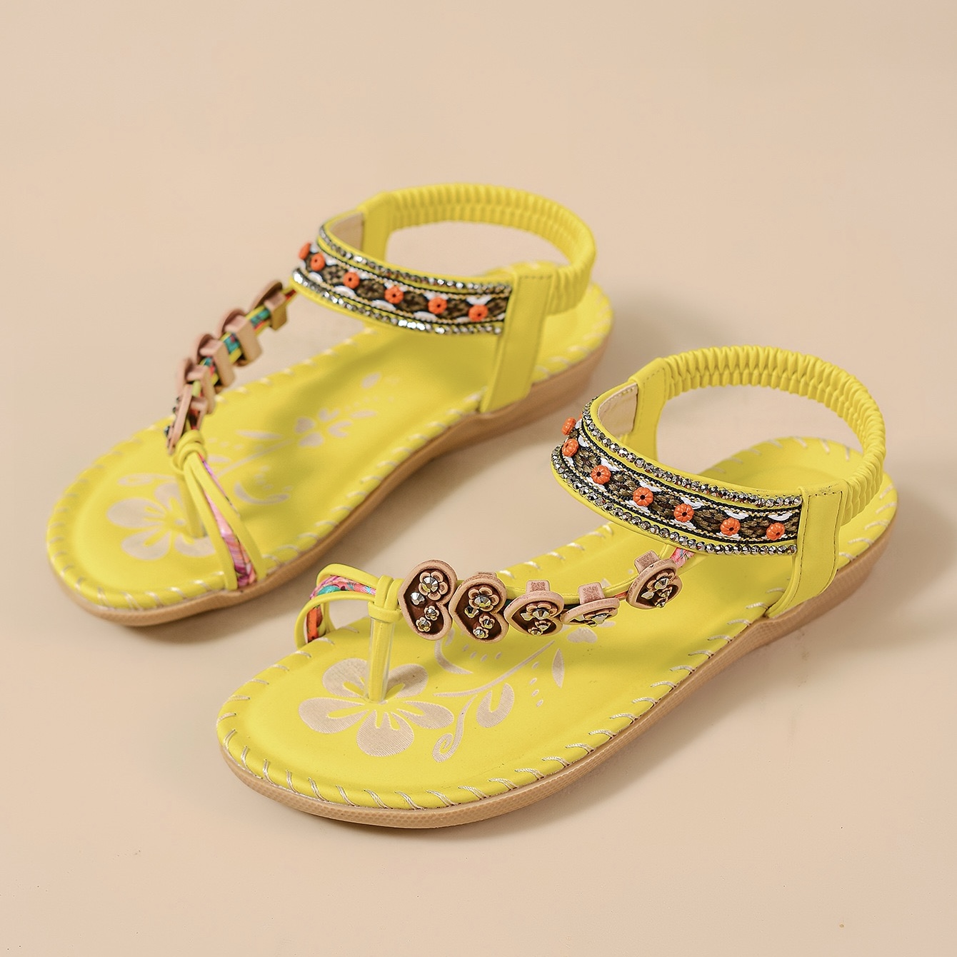 🔥Last Day Promotion 50% OFF🔥Women's Elegant Rhinestone Heart Flat Sandals-Comfort & Reliable