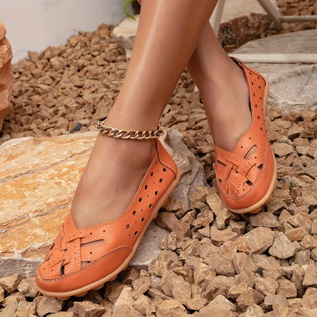 Women's Daily Breathable Wide Toe Box Slip-On Leather Orthopedic Shoes-Comfort & Reliable