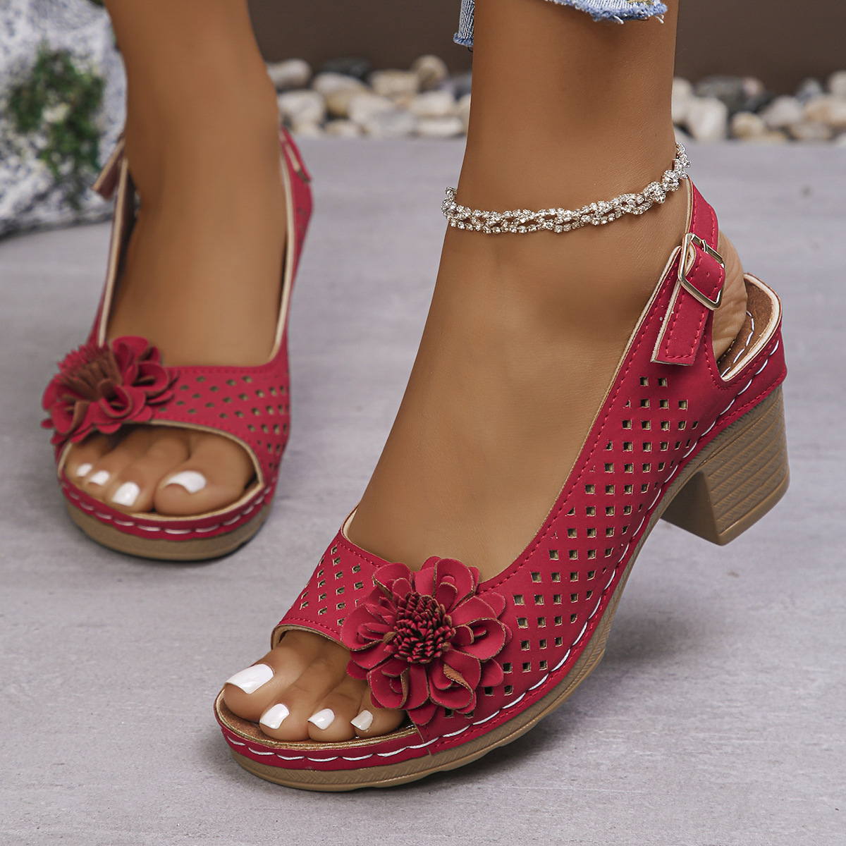 🔥Best Seller-Last Day Sale 60% OFF🔥 Buckled Square Heel Sandals for Women-Comfort & Reliable