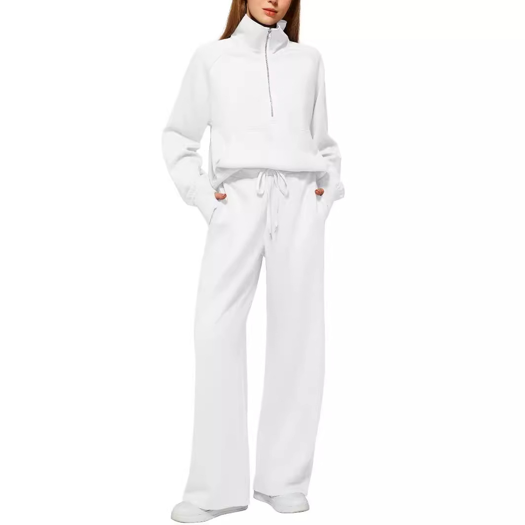 Women’s Half-Zip Pullover & Wide-Leg Pants Set