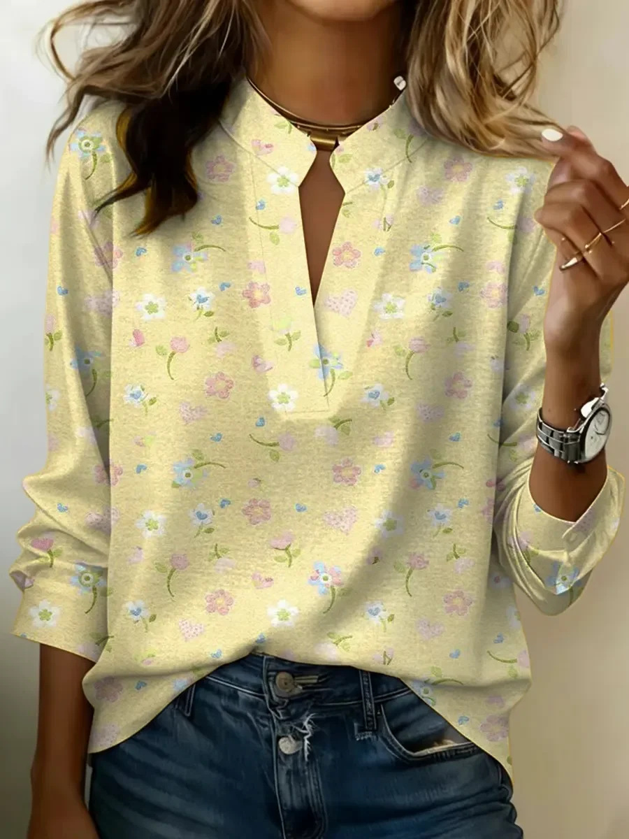 Minimalist V-neck Cotton Shirt Top
