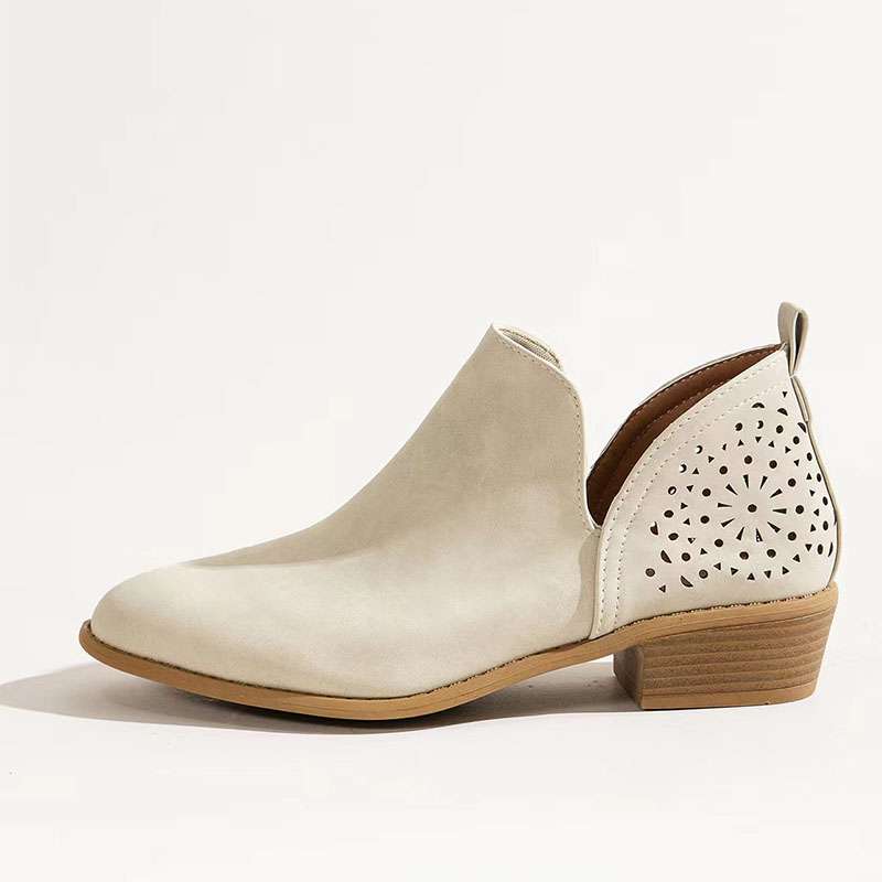 🔥Last Day Promotion 70% OFF - Women's Cutout Chunky Heel Leather Orthopedic Shoes-Comfort & Reliable