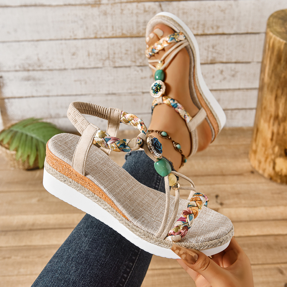Bohemian Wedge Heeled Women's Sandals-Comfort & Reliable