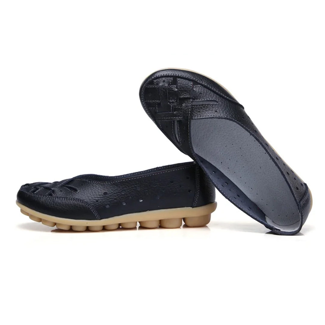Women's Daily Breathable Wide Toe Box Slip-On Leather Orthopedic Shoes-Comfort & Reliable