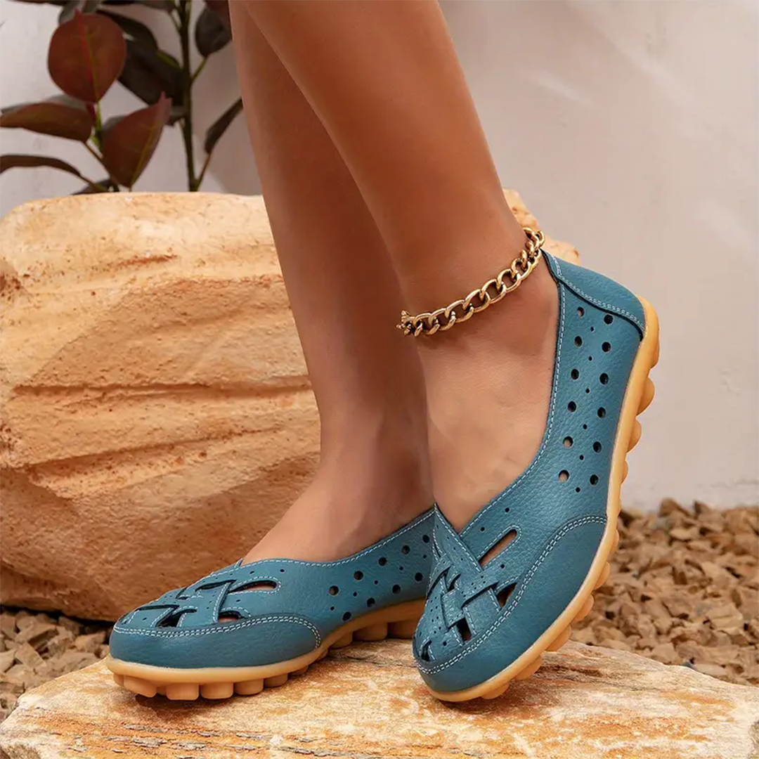 Women's Daily Breathable Wide Toe Box Slip-On Leather Orthopedic Shoes-Comfort & Reliable