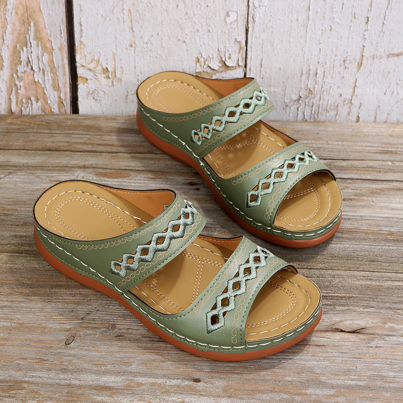 Ladies Cutout Flat Casual Slippers-Comfort & Reliable