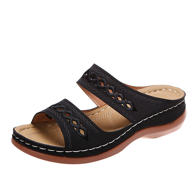 Ladies Cutout Flat Casual Slippers-Comfort & Reliable