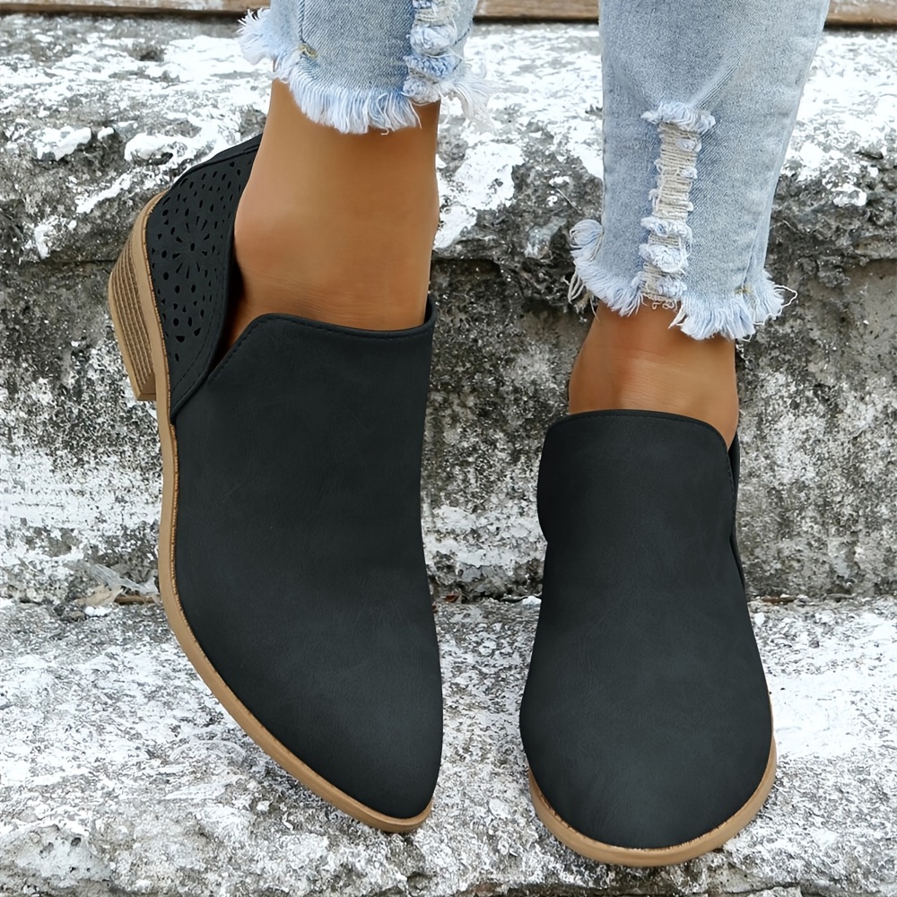 🔥Last Day Promotion 70% OFF - Women's Cutout Chunky Heel Leather Orthopedic Shoes-Comfort & Reliable