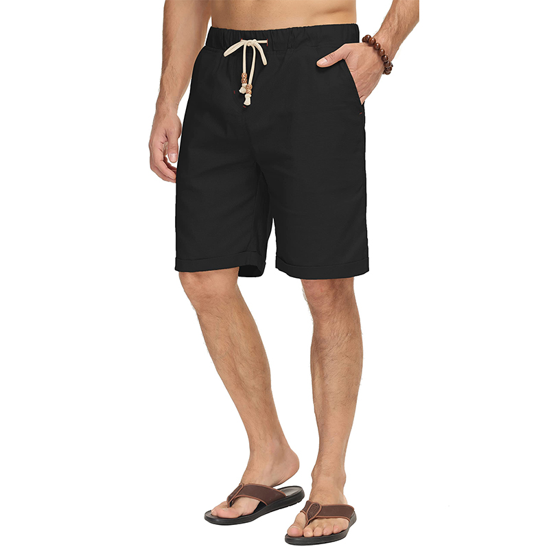 Men's Drawstring Linen Beach Shorts-Comfort & Reliable