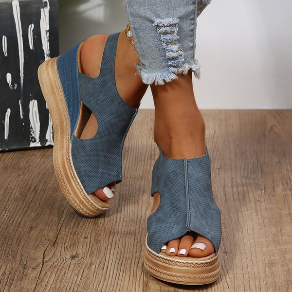 2025 Womens Platform Open Toe Buckle Ankle Strap Wedge Casual Sandals-Comfort & Reliable