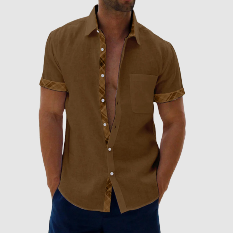 Men's Casual Plaid Collar Button Summer Linen Shirt-Comfort & Reliable