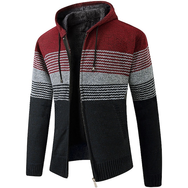 Men's Colorblocked Hooded Warm Cashmere Jacket-Comfort & Reliable