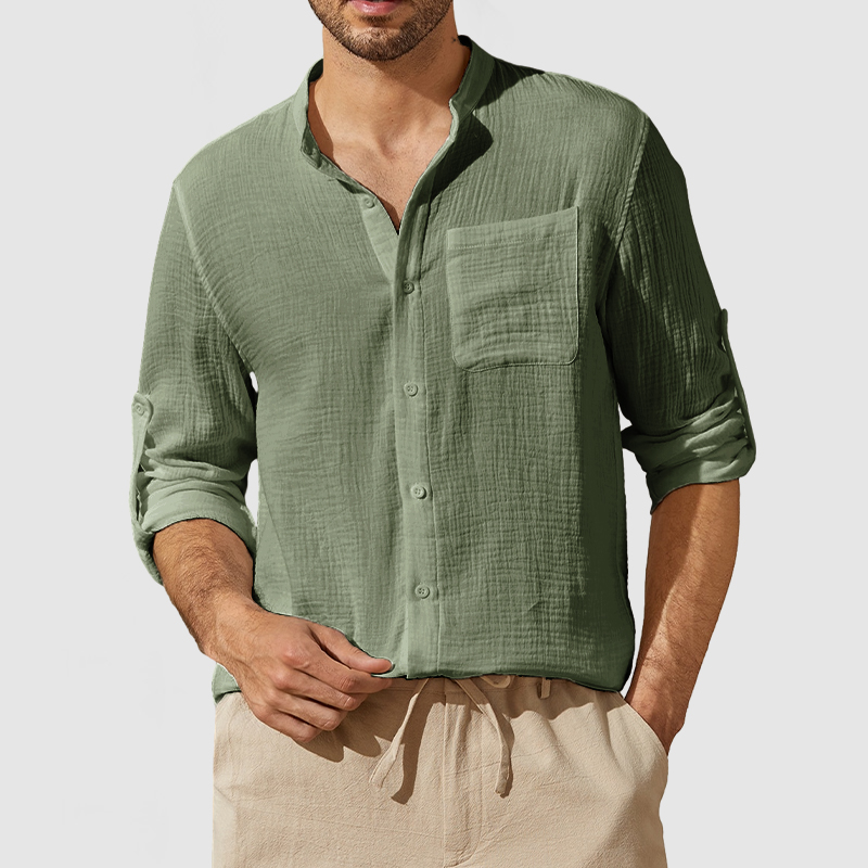 Men's Casual Textured Pocket Shirt-Comfort & Reliable