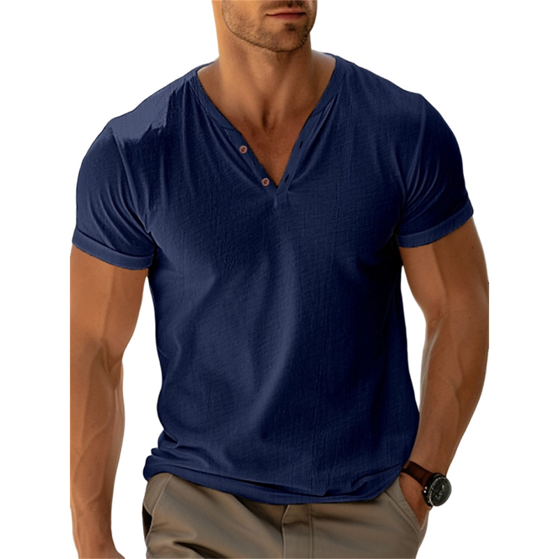 Mens Summer Casual Beach Solid Color T Shirt-Comfort & Reliable