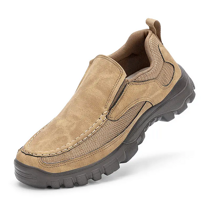 (Medical Certification) Men's Orthopedic Genuine Leather Shoes for Diabetics, Arch Support Hiking Shoes for Plantar Fasciitis-Comfort & Reliable