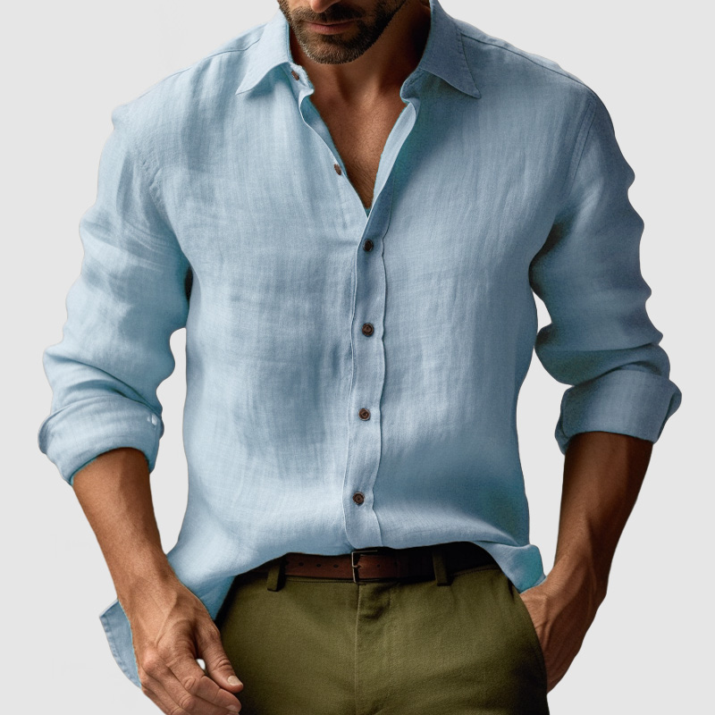 Men's Vintage Cotton Linen Long Sleeve Shirt-Comfort & Reliable