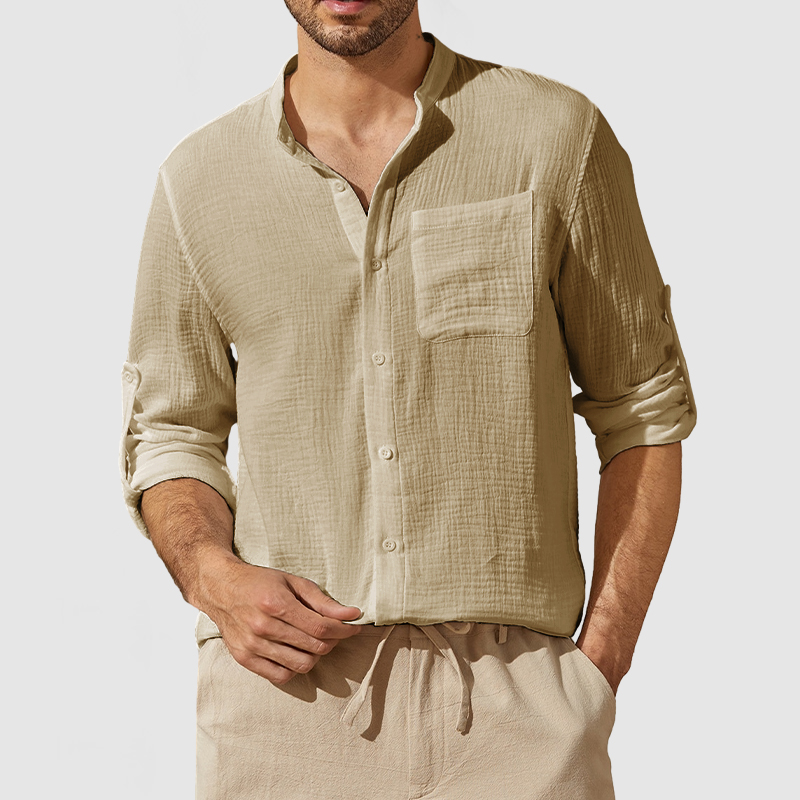Men's Casual Textured Pocket Shirt-Comfort & Reliable