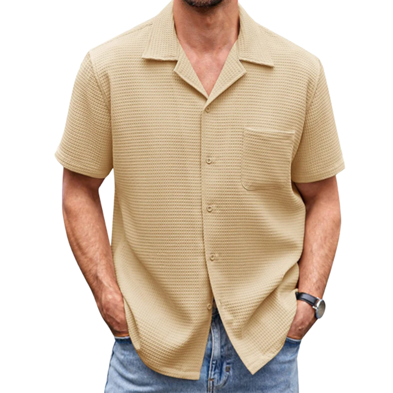 Men's Cotton Linen Casual Button Down Short Sleeve Shirt-Comfort & Reliable