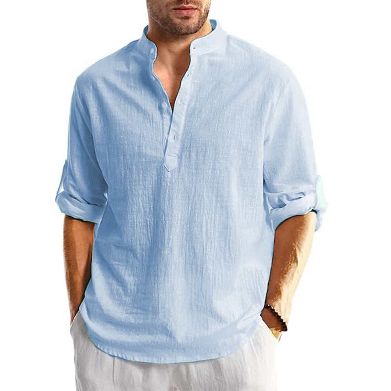 Men's  Linen Casual Long Sleeve Shirt-Comfort & Reliable