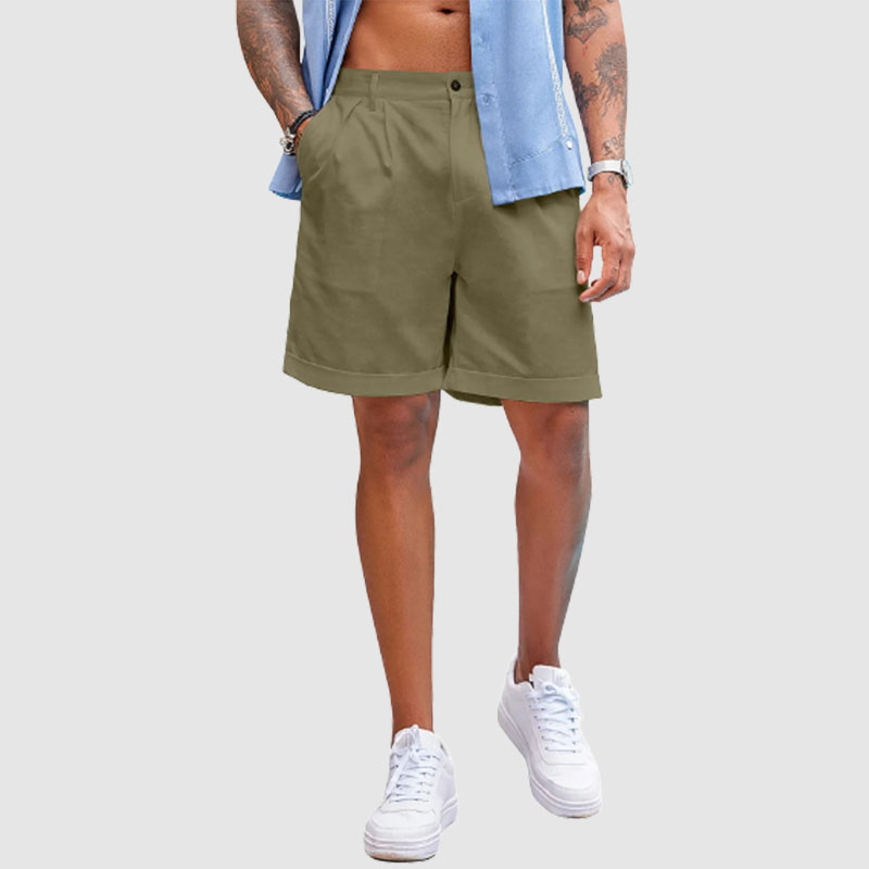 Men’s Linen Shorts Classic Fit Casual Elastic Waist Summer Beach Shorts-Comfort & Reliable