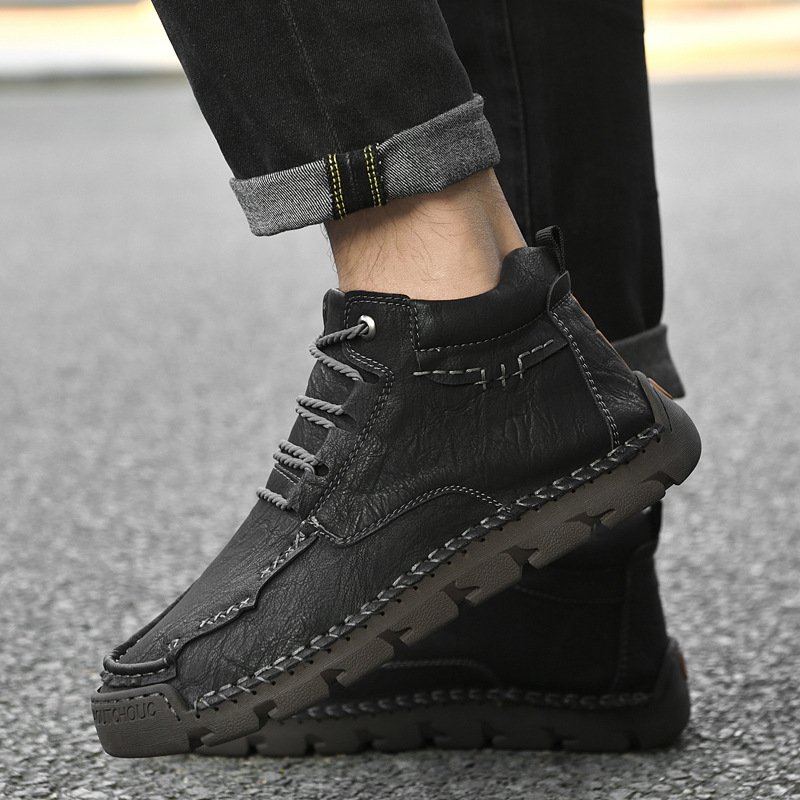 (🔥CLEARANCE SALE - 70% OFF)Men's Hand-Sewn Wear-Resistant Waterproof Cowhide Shoes-Comfort & Reliable