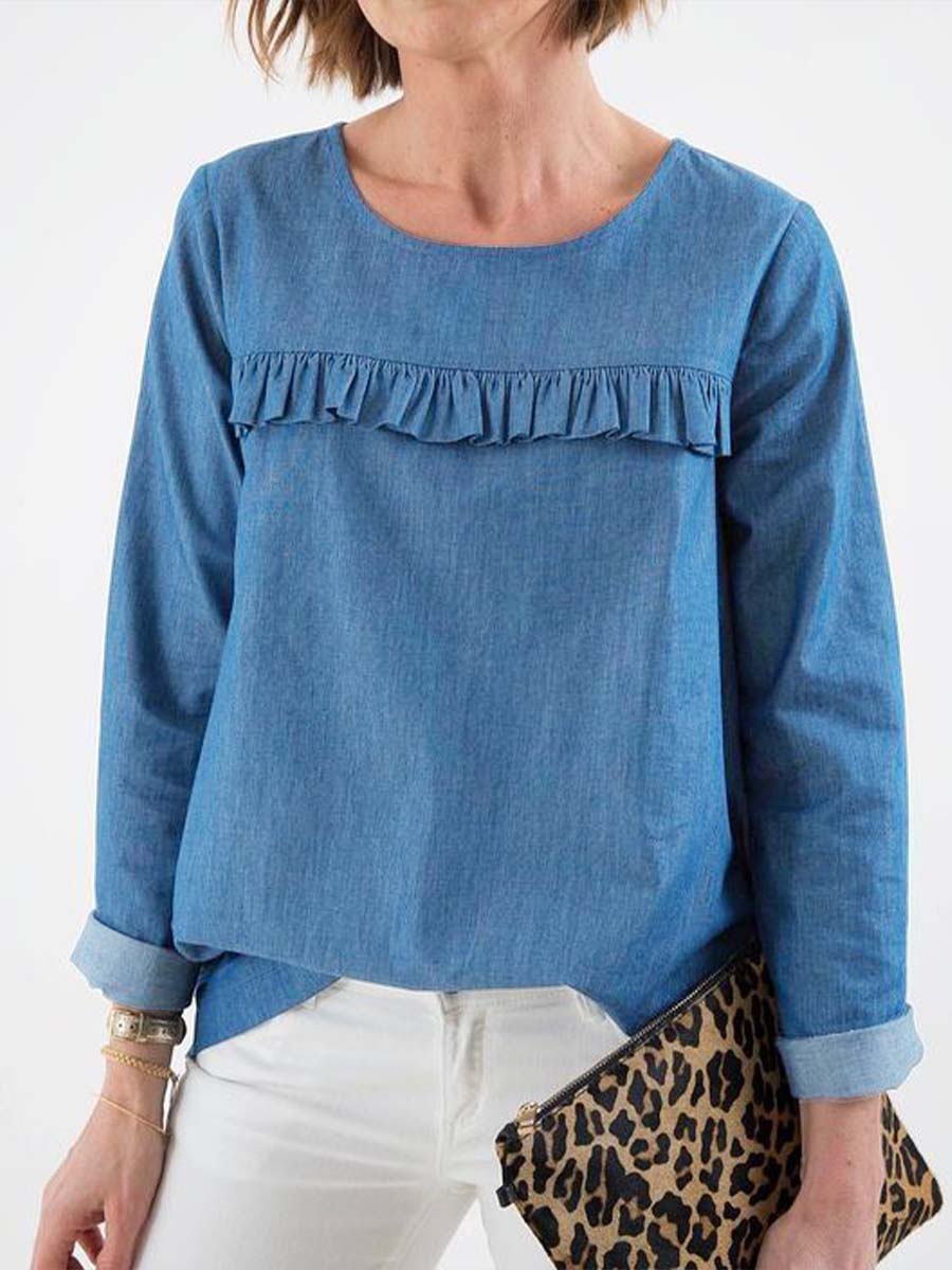 New Arrivals🔥 Women's Round Neck Denim Top