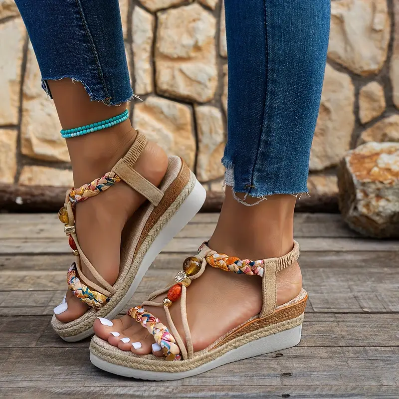 Bohemian Wedge Heeled Women's Sandals-Comfort & Reliable