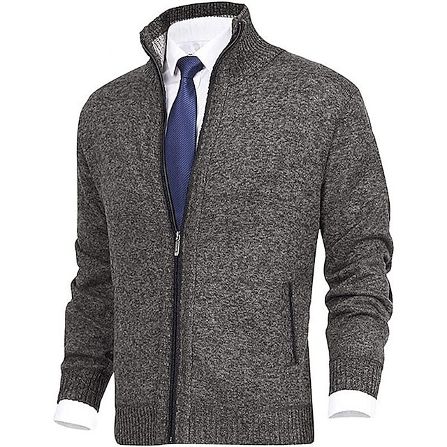 Men's solid color stand-up collar cashmere jacket-Comfort & Reliable