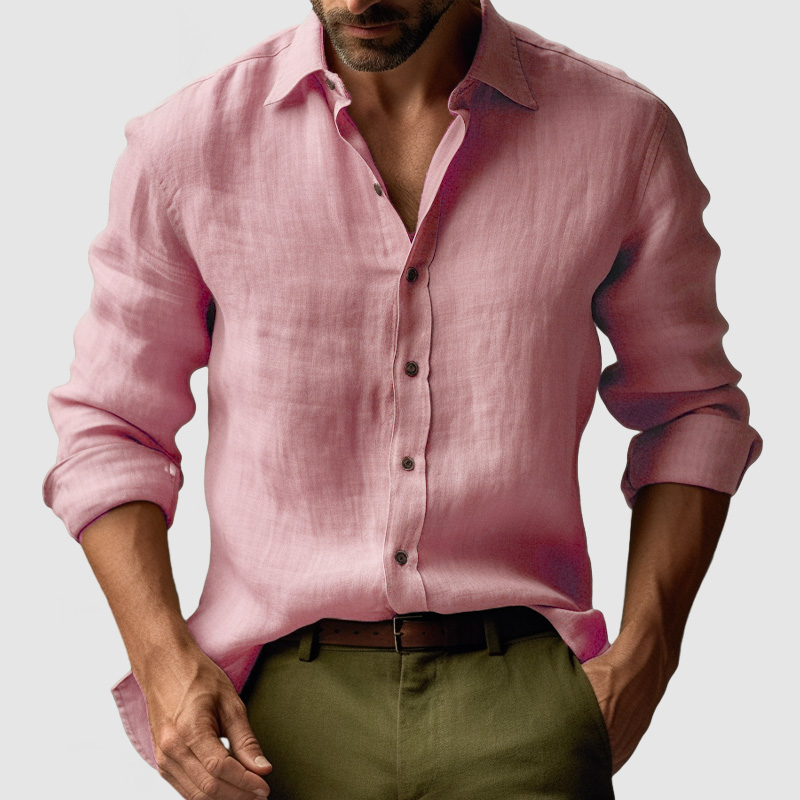 Men's Vintage Cotton Linen Long Sleeve Shirt-Comfort & Reliable