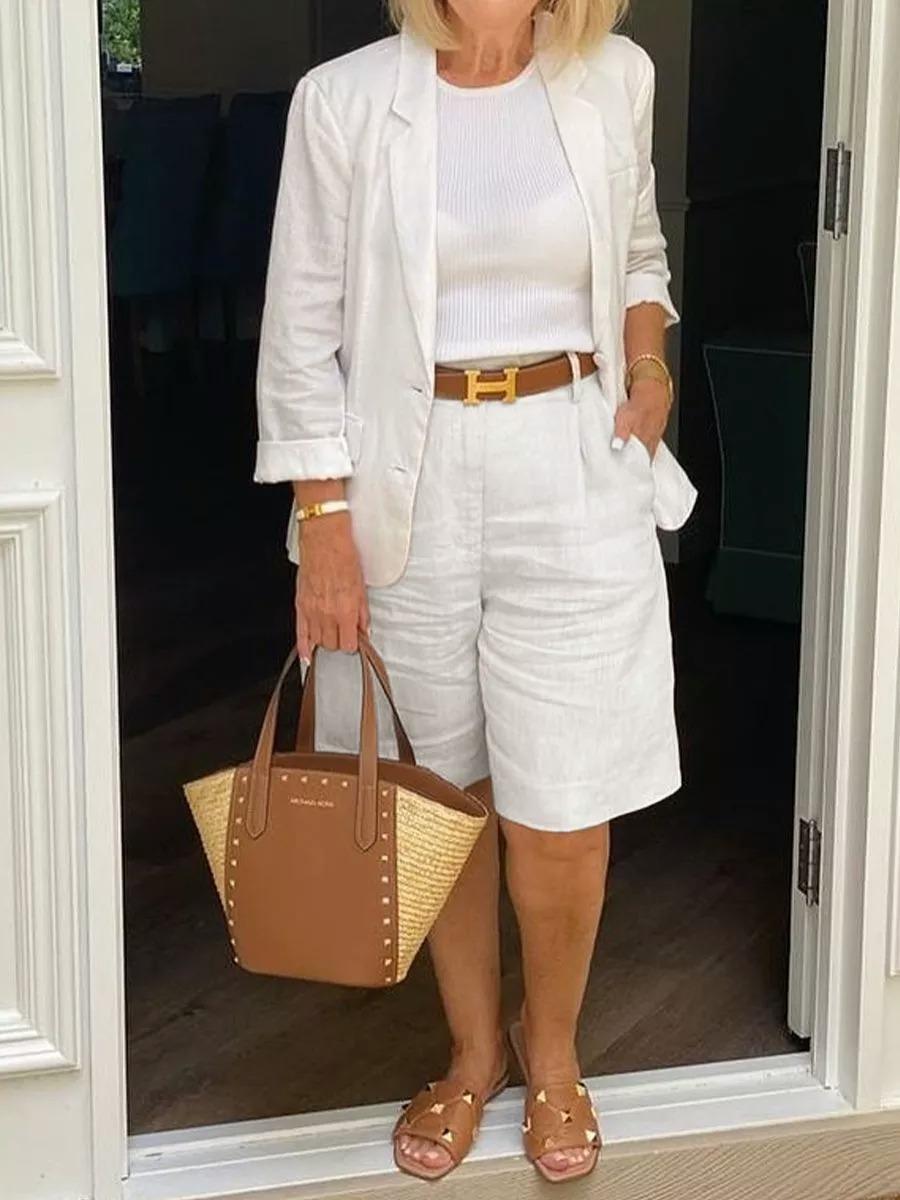 Casual Long Sleeve Coat and Shorts Two-piece Set-Comfort & Reliable
