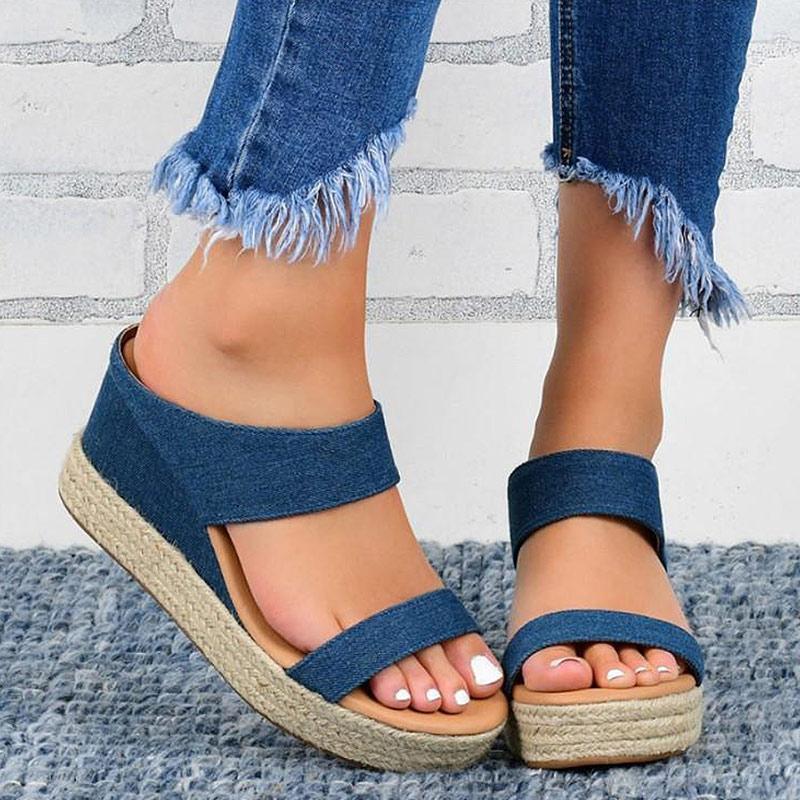 Womens Platform Wedge Sandals High Heel Slip-on Open Toe Slides-Comfort & Reliable