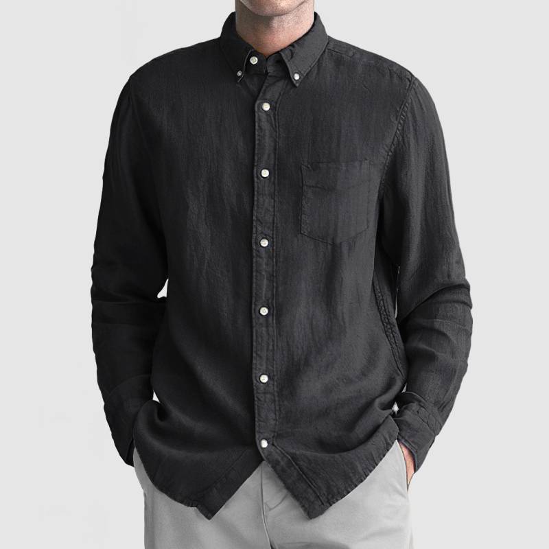 Men's Basic Casual Cotton Linen Pocket Shirt-Comfort & Reliable