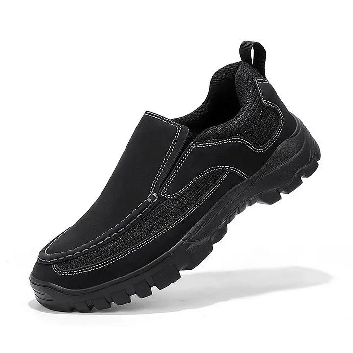 (Medical Certification) Men's Orthopedic Genuine Leather Shoes for Diabetics, Arch Support Hiking Shoes for Plantar Fasciitis-Comfort & Reliable