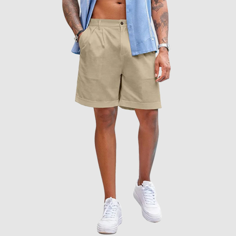 Men’s Linen Shorts Classic Fit Casual Elastic Waist Summer Beach Shorts-Comfort & Reliable