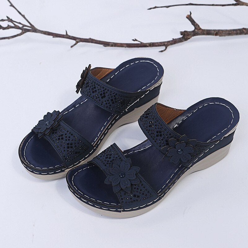 Women Casual Shoes Vintage Flower Fish Mouth Sandals-Comfort & Reliable