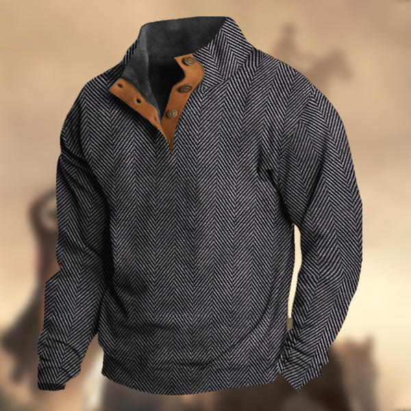 Men's Casual Retro Cashmere Stand Collar Button Sweatshirt-Comfort & Reliable