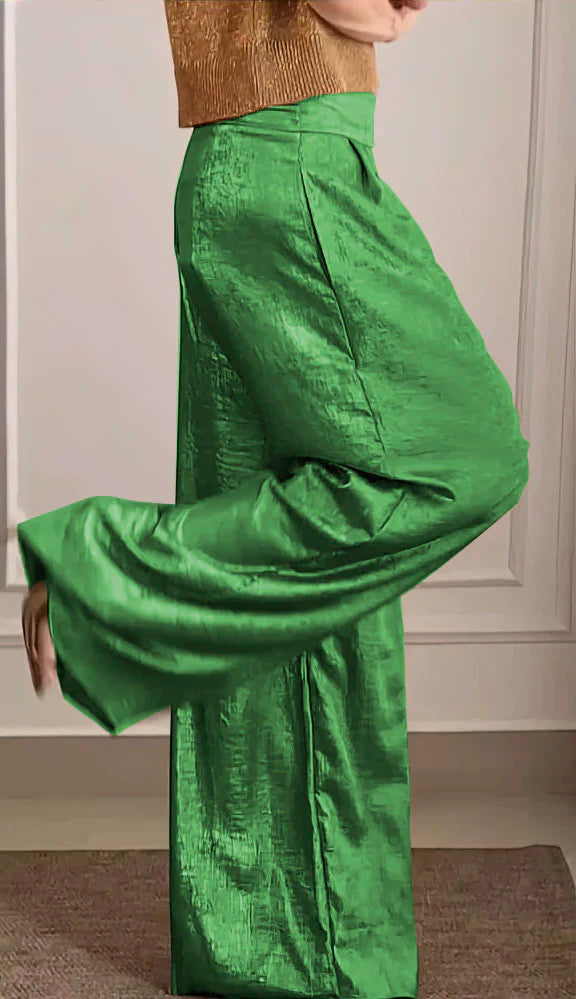 Women's Smooth Satin Half-sleeved Top and Pant Suit Two-piece-Comfort & Reliable