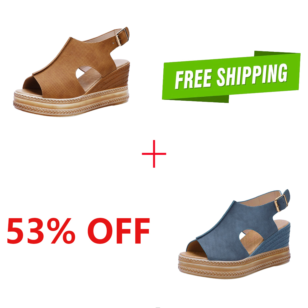 2025 Womens Platform Open Toe Buckle Ankle Strap Wedge Casual Sandals-Comfort & Reliable