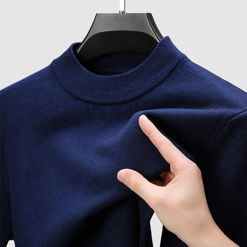 Men's Basic Bottom Cashmere Sweater-Comfort & Reliable