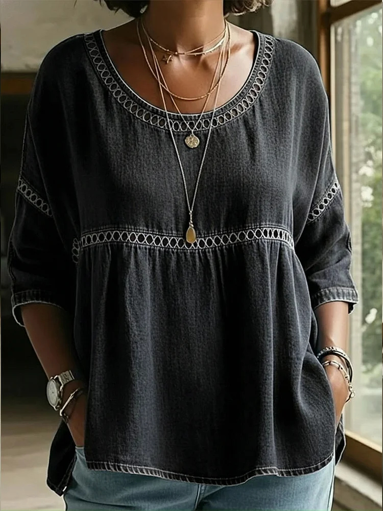 New Arrivals🔥Women's Casual Webbing Denim Top