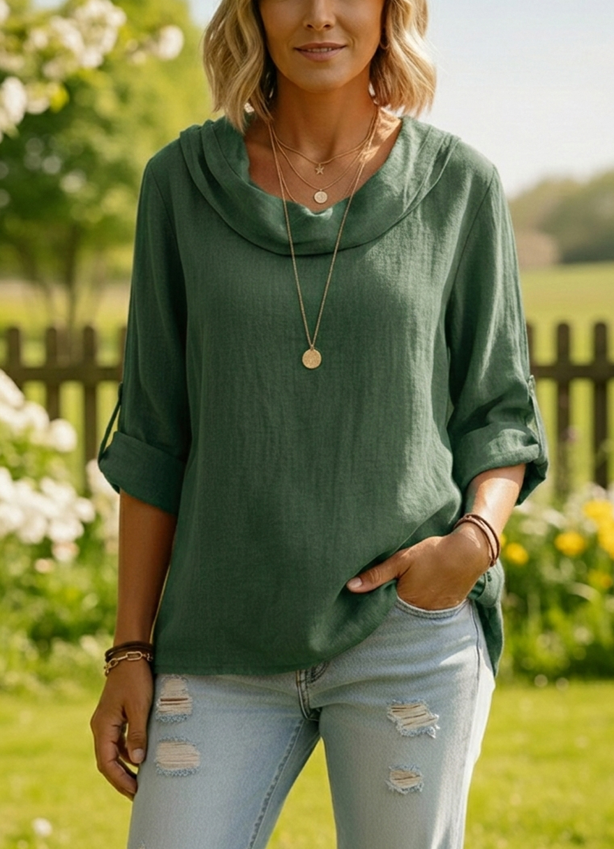 New Arrivals🔥 Linen Cotton Stacked Collar Top