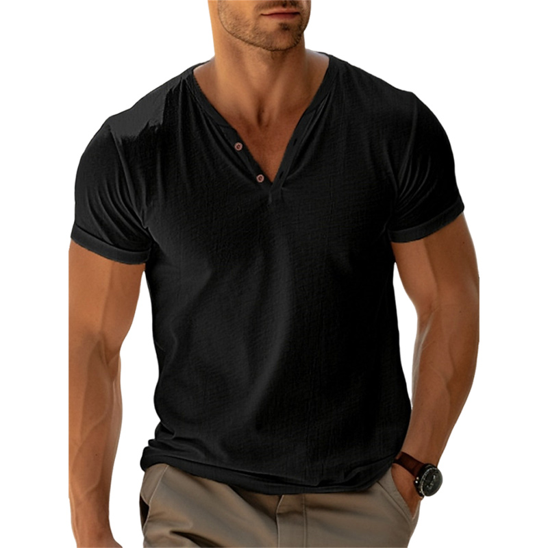 Mens Summer Casual Beach Solid Color T Shirt-Comfort & Reliable