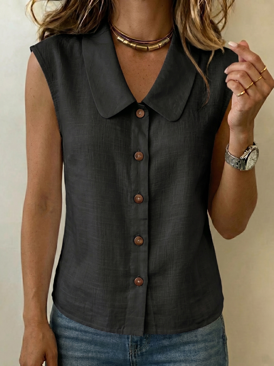 Women's lapel Sleeveless Cardigan Top